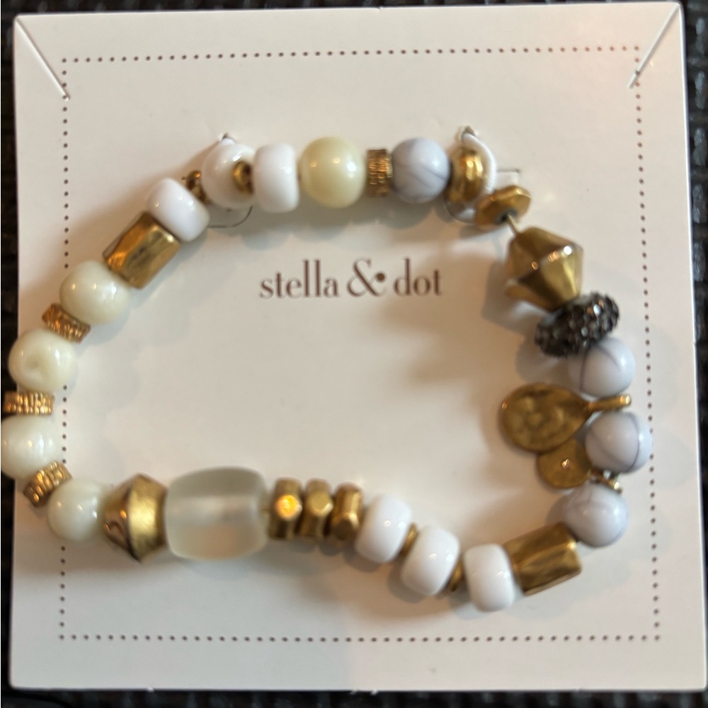 Stella & Dot Gold and White Elegant Bracelet